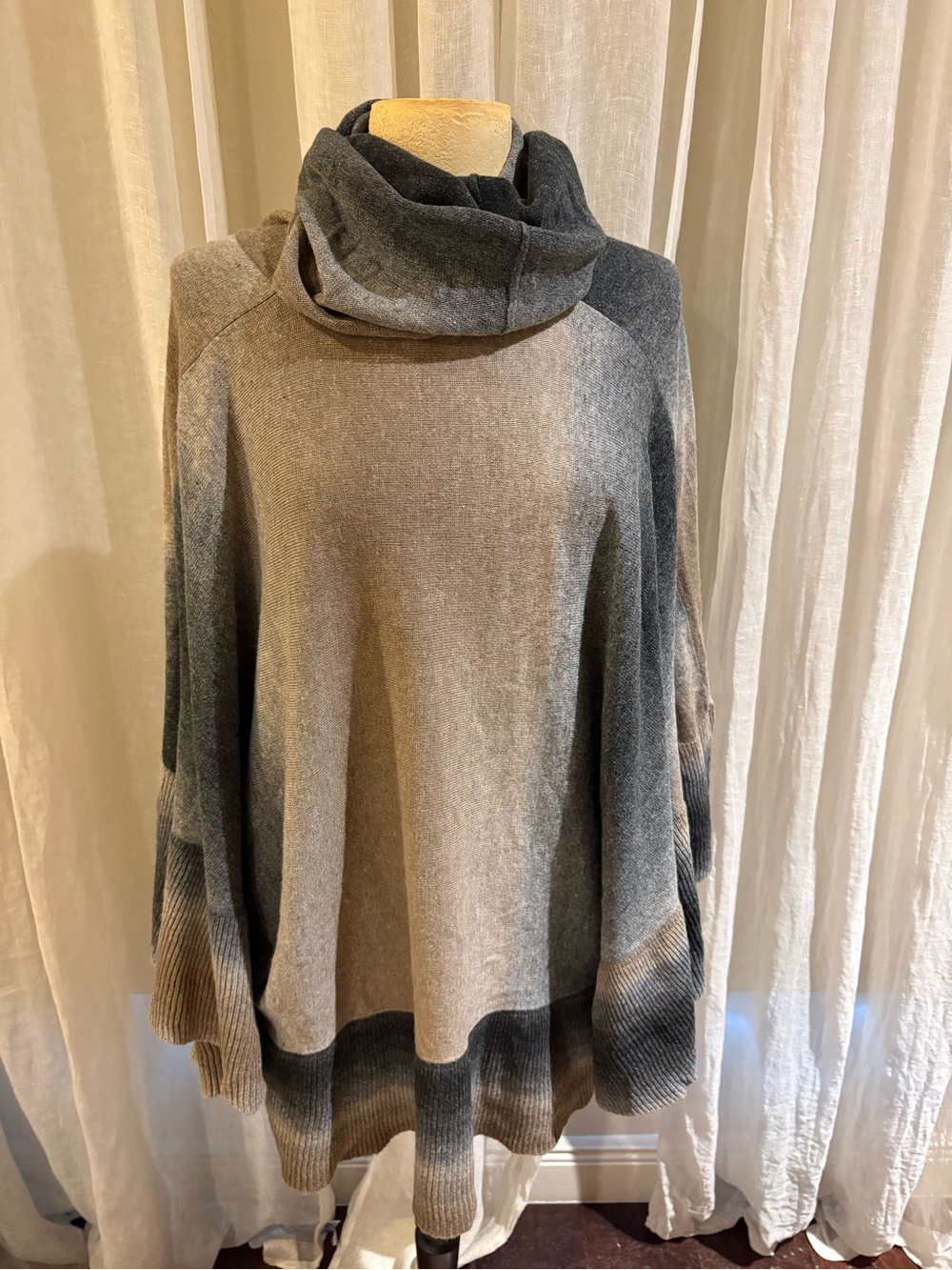 Tempo Paris Gray Ombre Cowl Neck Sweater